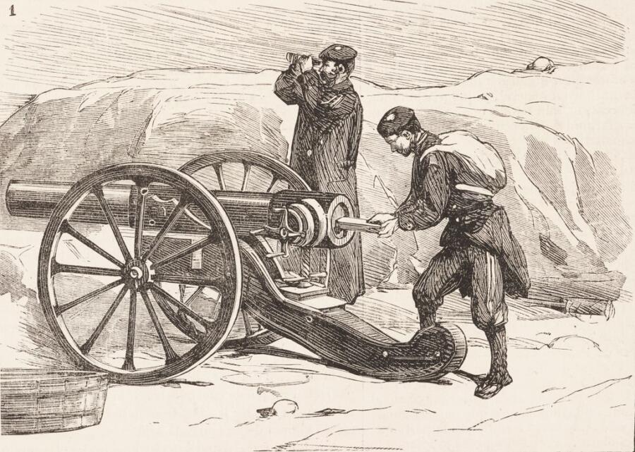 El cañón de 1873 que Clint Eastwood disparó en España y que ha reaparecido en un museo de Cartagena 3 Ilustración de un cañón Whitworth usado durante las Guerras Carlistas en 1875